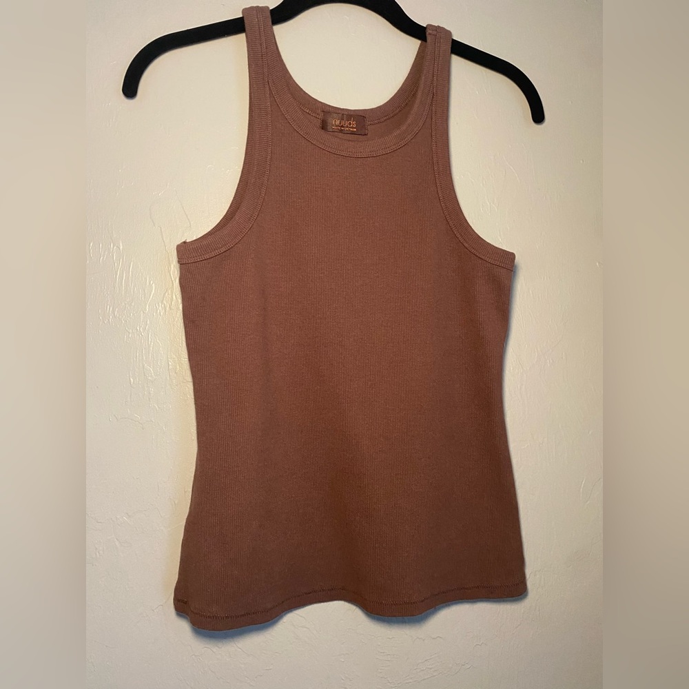 Nuuds official Daryl-Ann Denner essential ribbed tank top chocolate brown S